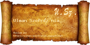 Ulman Szofrónia névjegykártya